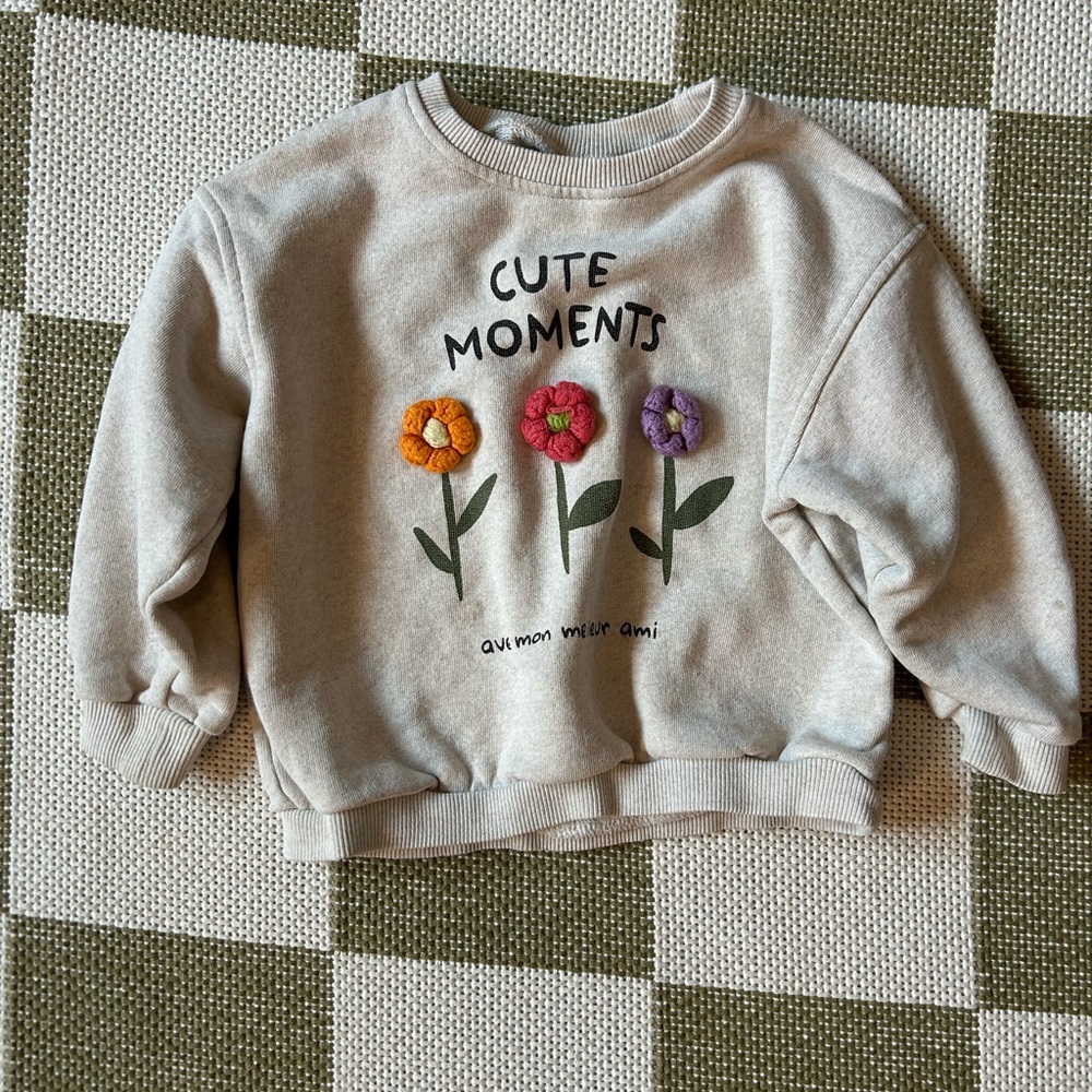 Zara embroidered floral toddler spring sweatshirt size 4